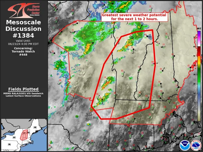 Severe Weather: Tornado Warning in New Hampshire, Vermont and New England